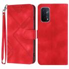 For OPPO A74 5G/A93 5G/A54 5G Line Pattern Skin Feel Leather Phone Case(Red) - 1