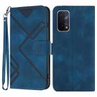 For OPPO A74 5G/A93 5G/A54 5G Line Pattern Skin Feel Leather Phone Case(Royal Blue) - 1