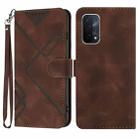 For OPPO A74 5G/A93 5G/A54 5G Line Pattern Skin Feel Leather Phone Case(Coffee) - 1