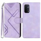 For OPPO A74 5G/A93 5G/A54 5G Line Pattern Skin Feel Leather Phone Case(Light Purple) - 1
