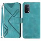 For OPPO A74 5G/A93 5G/A54 5G Line Pattern Skin Feel Leather Phone Case(Light Blue) - 1