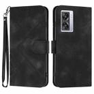 For OPPO A57s 4G/A77 5G/A57 5G Line Pattern Skin Feel Leather Phone Case(Black) - 1