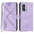 For OPPO A57s 4G/A77 5G/A57 5G Line Pattern Skin Feel Leather Phone Case(Light Purple) - 1