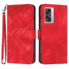 For OPPO A57 5G/A77 5G/A57 4G Global Line Pattern Skin Feel Leather Phone Case(Red) - 1