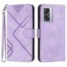 For OPPO A57 5G/A77 5G/A57 4G Global Line Pattern Skin Feel Leather Phone Case(Light Purple) - 1