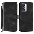 For OPPO A57e 4G Global/A57s 4G Global Line Pattern Skin Feel Leather Phone Case(Black) - 1
