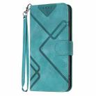 For OPPO A57e 4G Global/A57s 4G Global Line Pattern Skin Feel Leather Phone Case(Light Blue) - 2