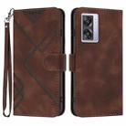 For OPPO A77 4G Global Line Pattern Skin Feel Leather Phone Case(Coffee) - 1