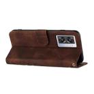 For OPPO A77 4G Global Line Pattern Skin Feel Leather Phone Case(Coffee) - 3