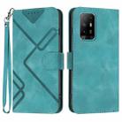 For OPPO A94 5G/F19 Pro/F19 Pro+ 5G Line Pattern Skin Feel Leather Phone Case(Light Blue) - 1