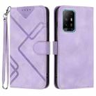 For OPPO A94 4G/A95 5G/Reno5 Z Line Pattern Skin Feel Leather Phone Case(Light Purple) - 1