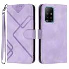 For OPPO Reno6 Z 5G/Reno5 F/Reno5 Lite Line Pattern Skin Feel Leather Phone Case(Light Purple) - 1
