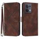 For OPPO Reno8 5G Line Pattern Skin Feel Leather Phone Case(Coffee) - 1