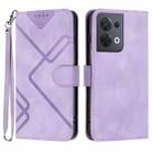 For OPPO Reno8 5G Line Pattern Skin Feel Leather Phone Case(Light Purple) - 1