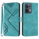 For OPPO Reno8 5G Line Pattern Skin Feel Leather Phone Case(Light Blue) - 1