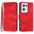 For OPPO Reno8 Pro 5G/Reno8 Pro+ 5G Line Pattern Skin Feel Leather Phone Case(Red) - 1