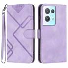 For OPPO Reno8 Pro 5G/Reno8 Pro+ 5G Line Pattern Skin Feel Leather Phone Case(Light Purple) - 1