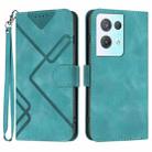 For OPPO Reno8 Pro 5G/Reno8 Pro+ 5G Line Pattern Skin Feel Leather Phone Case(Light Blue) - 1