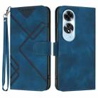 For OPPO A60 Line Pattern Skin Feel Leather Phone Case(Royal Blue) - 1
