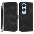 For OPPO A60 Line Pattern Skin Feel Leather Phone Case(Black) - 1