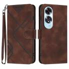 For OPPO A60 Line Pattern Skin Feel Leather Phone Case(Coffee) - 1