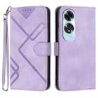 For OPPO A60 Line Pattern Skin Feel Leather Phone Case(Light Purple) - 1