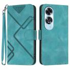 For OPPO A60 Line Pattern Skin Feel Leather Phone Case(Light Blue) - 1