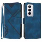 For OPPO Reno12 Global Line Pattern Skin Feel Leather Phone Case(Royal Blue) - 1