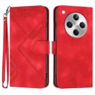 For OPPO Find X8 Line Pattern Skin Feel Leather Phone Case(Red) - 1