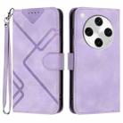 For OPPO Find X8 Pro Line Pattern Skin Feel Leather Phone Case(Light Purple) - 1