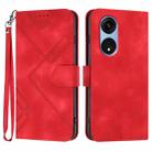 For OPPO A1 Pro / Reno8 T 5G Global Line Pattern Skin Feel Leather Phone Case(Red) - 1
