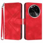 For OPPO Find X6 Pro Line Pattern Skin Feel Leather Phone Case(Red) - 1