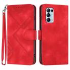 For OPPO Reno5 4G / 5G / Find X3 Lite Line Pattern Skin Feel Leather Phone Case(Red) - 1