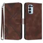 For OPPO Reno5 4G / 5G / Find X3 Lite Line Pattern Skin Feel Leather Phone Case(Coffee) - 1