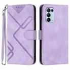 For OPPO Reno5 4G / 5G / Find X3 Lite Line Pattern Skin Feel Leather Phone Case(Light Purple) - 1