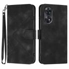 For OPPO Reno8 T 4G Line Pattern Skin Feel Leather Phone Case(Black) - 1