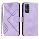 For OPPO Reno8 T 4G Line Pattern Skin Feel Leather Phone Case(Light Purple) - 1