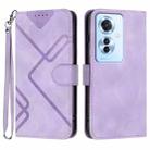 For OPPO Reno11 F / F25 Pro Line Pattern Skin Feel Leather Phone Case(Light Purple) - 1