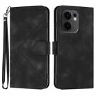 For OPPO Reno13 F 4G / 5G Line Pattern Skin Feel Leather Phone Case(Black) - 1