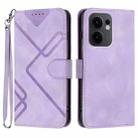 For OPPO Reno13 F 4G / 5G Line Pattern Skin Feel Leather Phone Case(Light Purple) - 1
