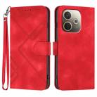 For OPPO A5 Pro 5G Line Pattern Skin Feel Leather Phone Case(Red) - 1