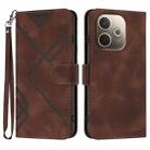 For OPPO A5 Pro 5G Line Pattern Skin Feel Leather Phone Case(Coffee) - 1
