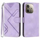 For OPPO A5 Pro 5G Line Pattern Skin Feel Leather Phone Case(Light Purple) - 1