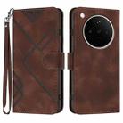 For OPPO Find X8s+ Line Pattern Skin Feel Leather Phone Case(Coffee) - 1