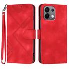 For OPPO K13 5G Line Pattern Skin Feel Leather Phone Case(Red) - 1