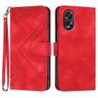 For OPPO A38 /  A18 Line Pattern Skin Feel Leather Phone Case(Red) - 1