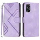 For OPPO A38 /  A18 Line Pattern Skin Feel Leather Phone Case(Light Purple) - 1