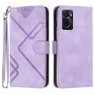 For OPPO A36 / A76 / A96 / K10 4G Line Pattern Skin Feel Leather Phone Case(Light Purple) - 1