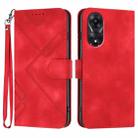 For OPPO A78 5G / A1x Line Pattern Skin Feel Leather Phone Case(Red) - 1
