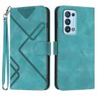 For OPPO Reno6 Pro+ 5G Line Pattern Skin Feel Leather Phone Case(Light Blue) - 1